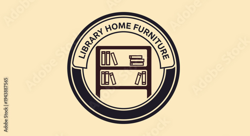 Brown bookshelf home library furniture logo.