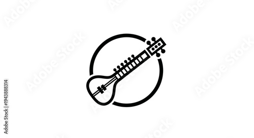 Sitar Musical Instrument Icon Design.