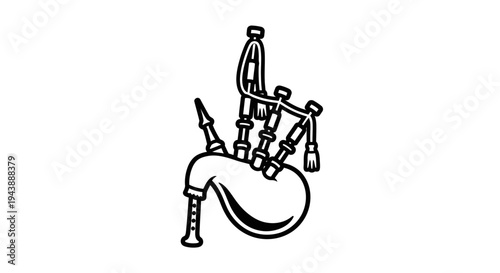 Traditional Scottish bagpipe instrument closeup.