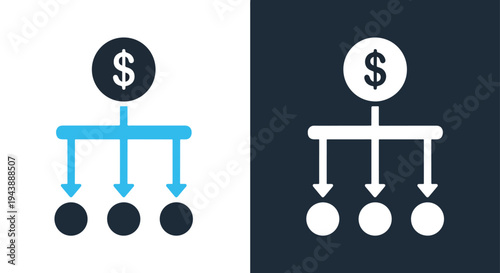 Balance scale dollar icon set vector minimalist finance - Glyph solid icon - Editable modern style icon - Modern style icon - Blue icon set