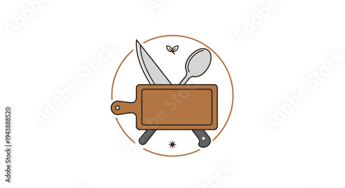 Brown cutting board with knife.