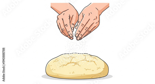 Hands shaping raw pizza dough.