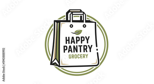 Happy Pantry Grocery Shopping Bag Logo.