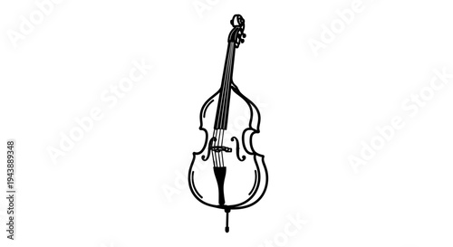 Black and white violin instrument drawing.
