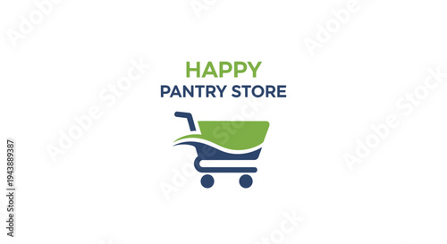 Shopping cart with green basket.