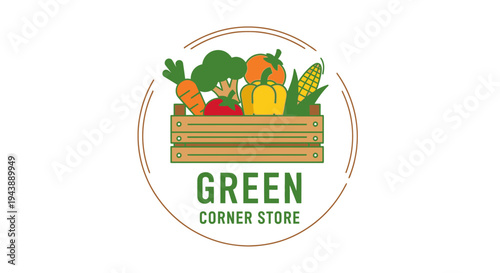 Green Corner Store Vegetable Logo Design.
