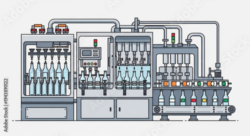 Industrial bottling machine equipment.