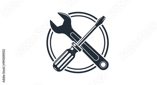 Tools screwdriver and adjustable wrench.