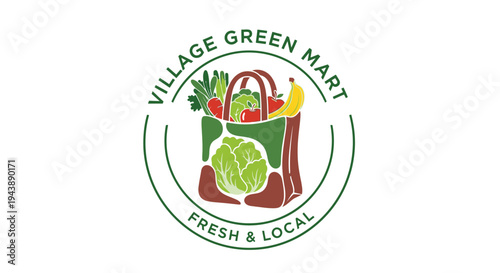 Village Green Mart Shopping Logo Design.