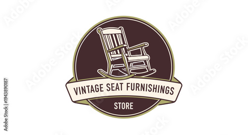 Vintage rocking chair logo design.