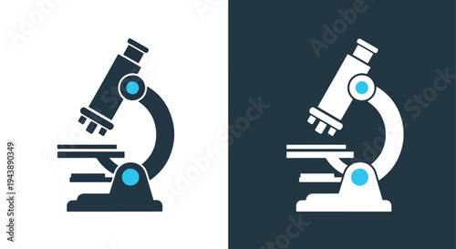 Microscope icon set vector blue science lab - Glyph solid icon - Editable modern style icon - Modern style icon - Blue icon set