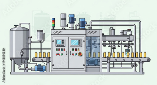 Industrial bottling machine equipment.