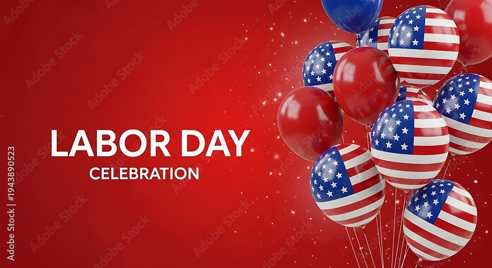 Fototapeta premium Happy labor day celebration with american flag balloons