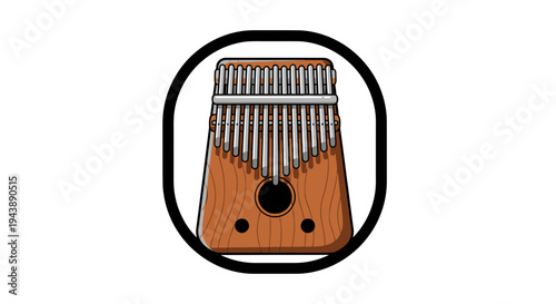 Hand drawn thumb piano instrument closeup.