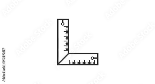 L shaped ruler with measurements marked.