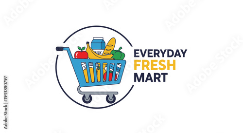 Shopping cart with grocery items 5.