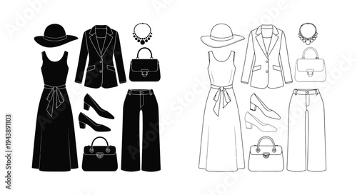 Fashion outfits black and white clothing combinations for women