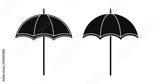 Two black parasol silhouettes displayed side by side on a white background