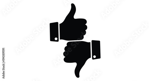 A simple graphic depicts a thumbs up and a thumbs down hand symbol