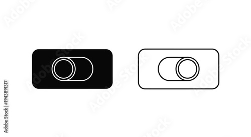 Two toggle switch icons one on and one off in black and white