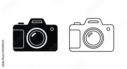 Two camera icons one black and one white side by side