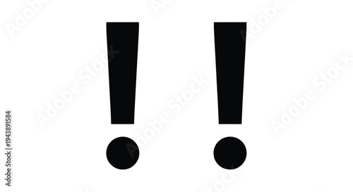 Two black exclamation points with dots on a white background