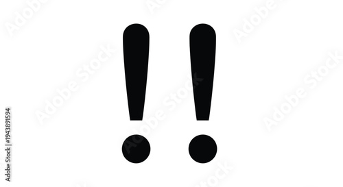 Two black exclamation points on a white background simple graphic