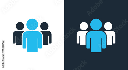 Teamwork icons set blue vector collaboration - Glyph solid icon - Editable modern style icon - Modern style icon - Blue icon set