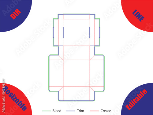 Diagram of a folded paper with bleed trim and crease lines 2