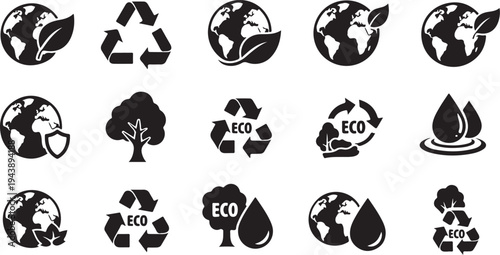 Eco Friendly Icons for Sustainable Living and Environmental Conservation