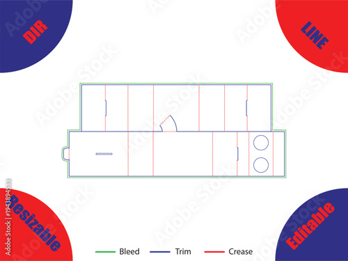 Diagram of a folded paper with bleed trim and crease lines 3