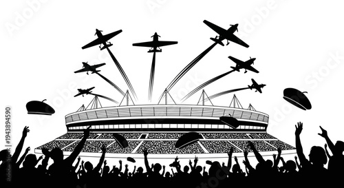 Spectacular Air Show Over Stadium Crowd