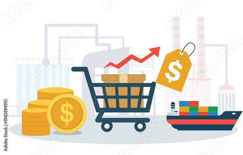 International Shipping Economy and Consumer Price Increase Business Infographic.eps