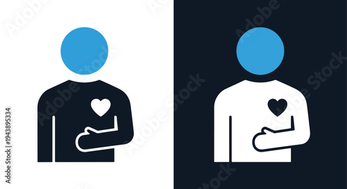 Love heart couple t-shirt vector icon set - Blue icon set - Modern style icon  - Glyph and solid icon set - Icon vector - Minimalist, flat icon