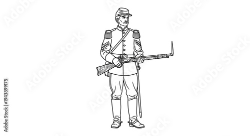Civil War Soldier Illustration - Union Army Infantryman with Rifle