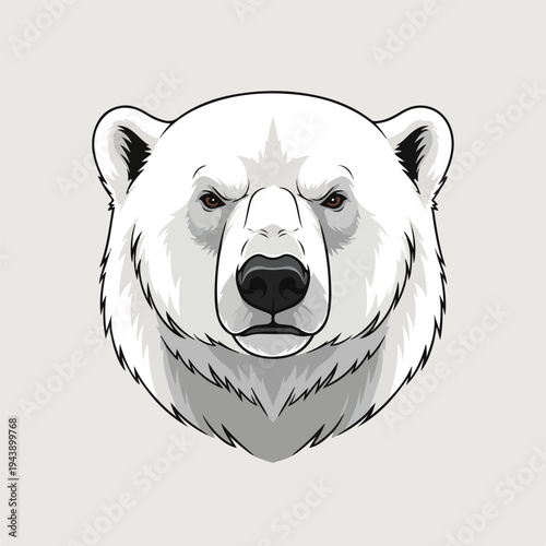Vector illustration of a polar bear's head in a simple, monochromatic style against a clean white background.