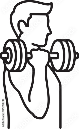 Vector illustration of a man lifting dumbbells, fitness icon