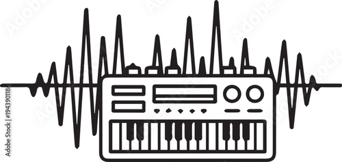 Vector electronic keyboard with sound wave