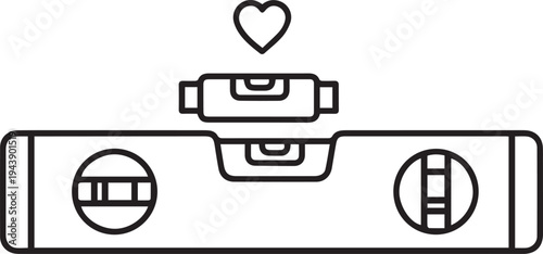 Vector icon of a spirit level with heart