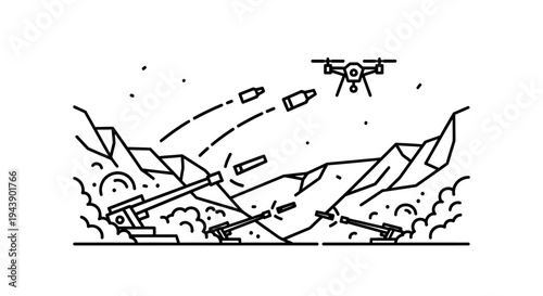 Drone and Artillery in Mountain Warfare: Modern Combat Scene
