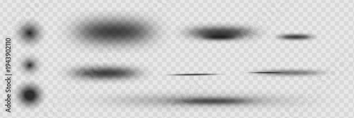 Vector shadows isolated. Set of round and square shadow effects.