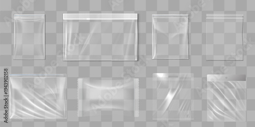 Big Set Of Transparent Empty Plastic Packaging. EPS10 Vector illustration