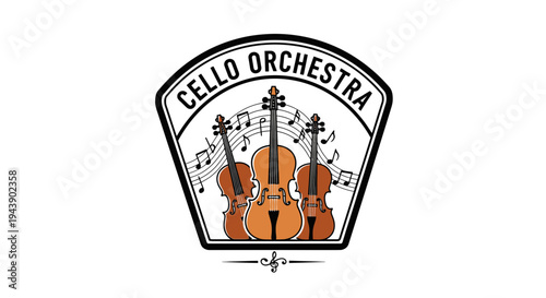 Cello Orchestra Musical Instruments Logo Design.