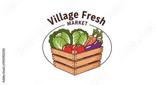 Fresh vegetables in wooden crate.