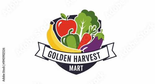 Golden Harvest Mart logo with vegetables.