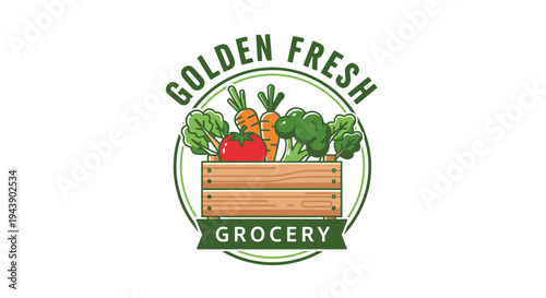 Golden Fresh Grocery Store Logo Design.