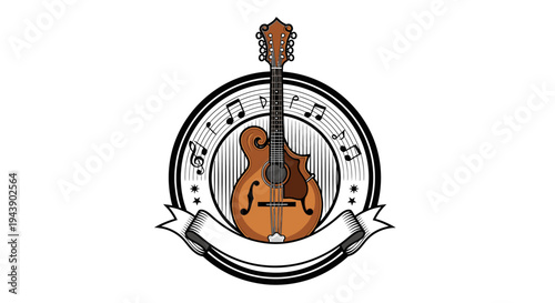 Guitar Music Instrument Logo Design.