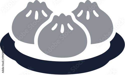 Flat Two Tone Dim Sum Delicious Steamed Bun Chinese Cuisine Food