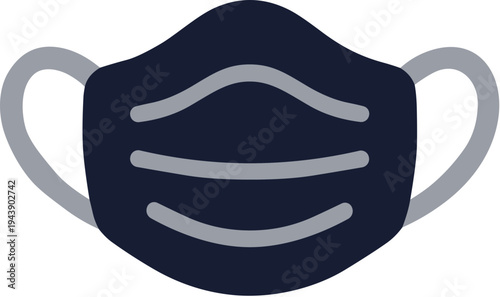 Flat Design Protective Black Face Mask Covid Prevention Illustration