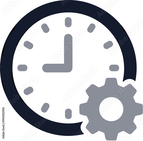 Outline Minimalist Clock Time Management Gear Setting Tool Icon Symbol